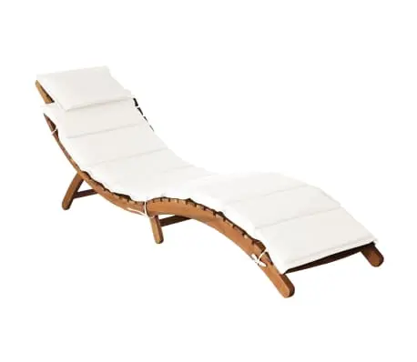 Chaises longues et coussins 2pcs Crème blanc Bois massif acacia