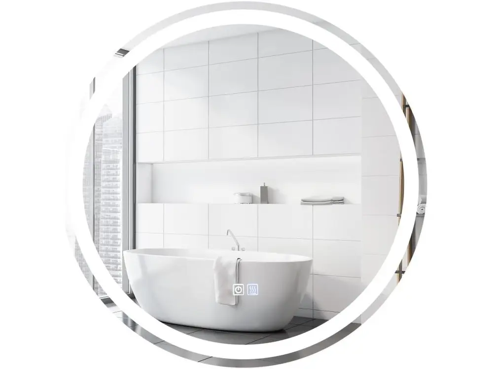 Miroir de salle de bain rond led φ60 cm, interrupteur tactile anti-buée