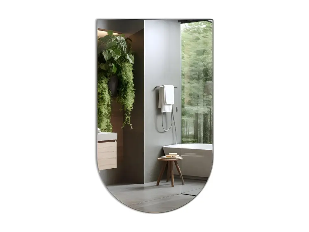 Grand miroir ovale-échancré pour salle de bain, monté au mur, pour hall loft, 80 cm