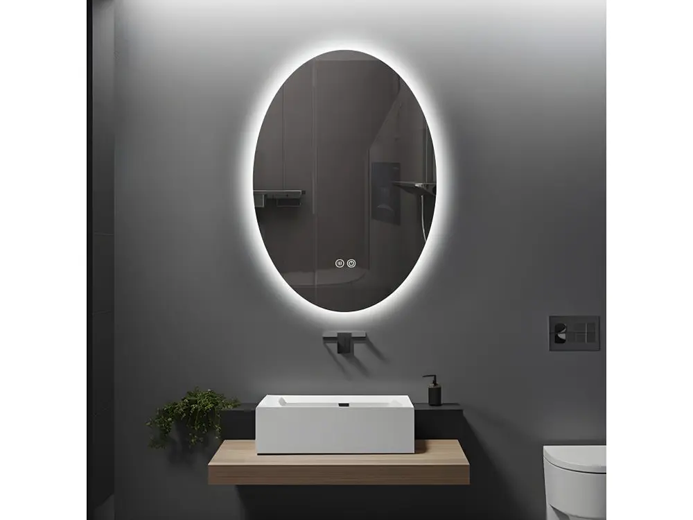 LuxuryBain- Miroir de salle de bain LED à luminosité variable - 50x70cm oval LB-316080