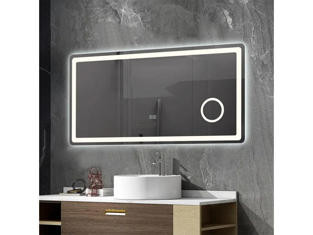 LuxuryBain- Miroir de salle de bain LED à luminosité variable rectangulaire 110x60