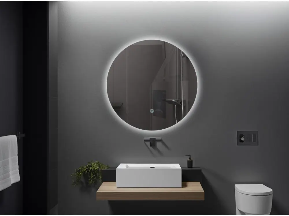 LuxuryBain- Miroir de salle de bain LED 60x60cm rond à luminosité variable- LB-316080