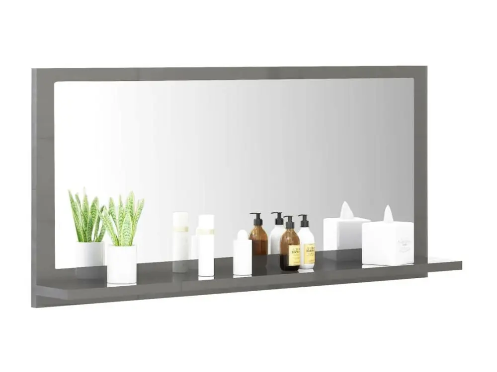 Miroir de salle de bain Gris brillant 80x10,5x37