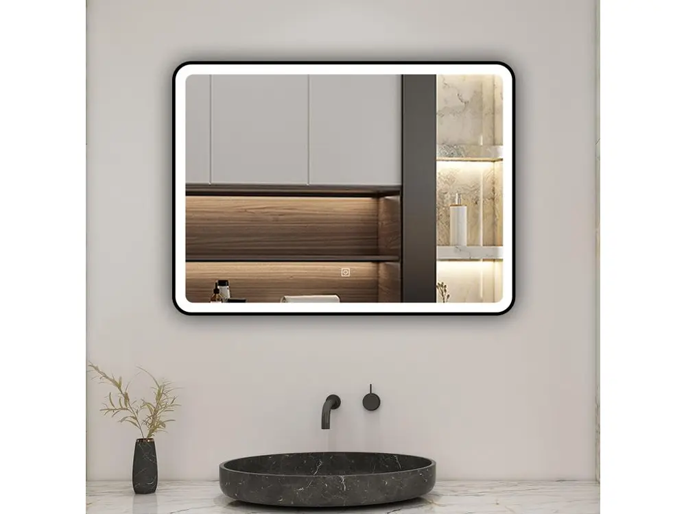 AICA Miroir lumineux 80x60cm 3 couleurs + anti-buée + dimmable + mémoire miroir salle de bain