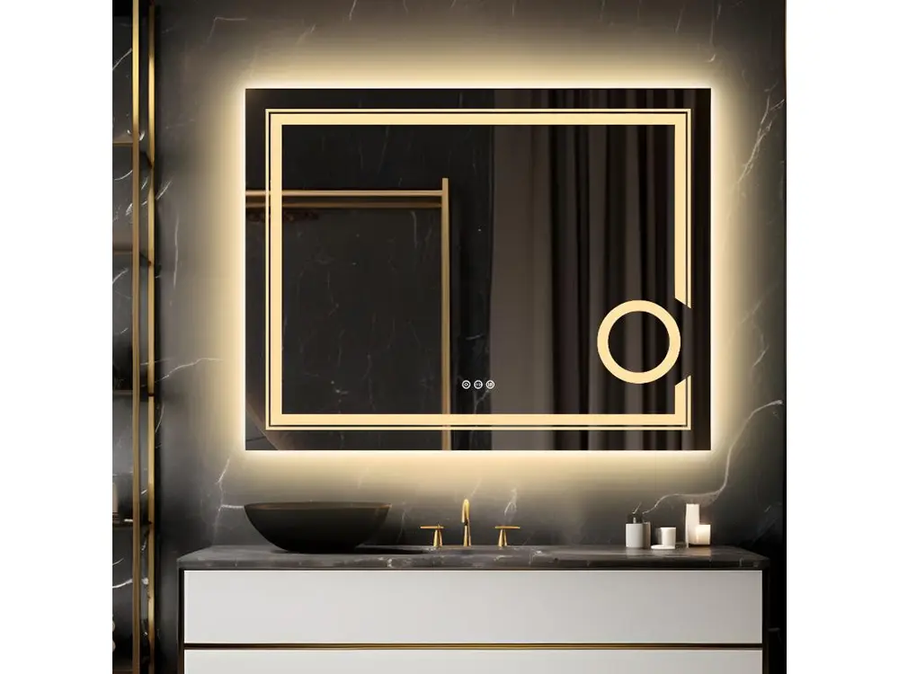 Miroir salle de bain led miroir mural lumineux anti bueé grossissant 90x70cm