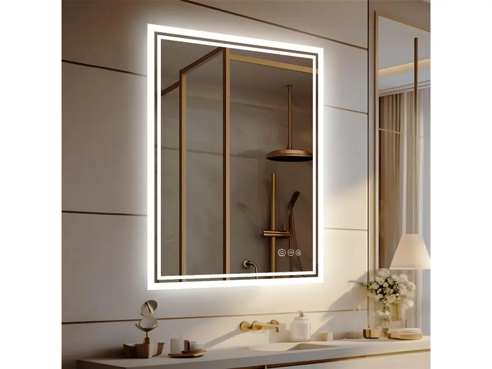 Miroir salle de bain miroir lumineux mural avec interrupteur tactile 80x60cm