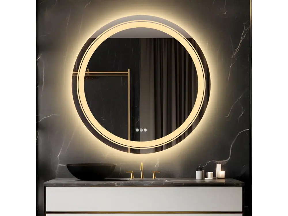 Miroir salle de bain avec éclairage intégré miroir mural lumineux anti-buée 60x80cm