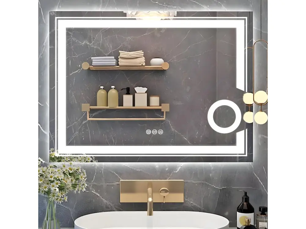 Miroir salle de bain avec éclairage miroir mural grossissant anti bueé 80x60cm