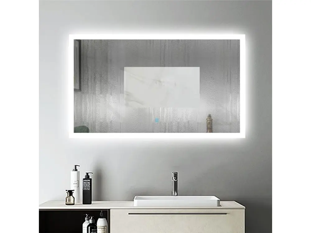 Aica 120* 70cm Miroir de Salle de Bain Anti-buée Miroir Lumineux LED Vertical ou Horizontal Blanc Froid + Interrupteur Tactile