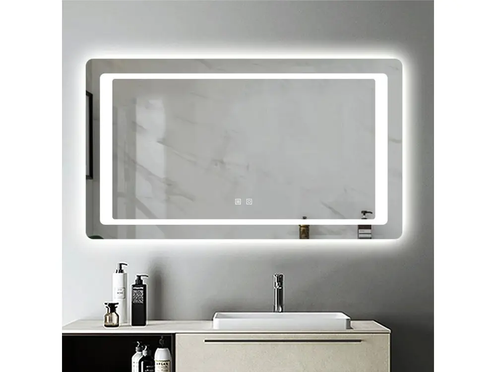 Aica Miroir de Salle de Bain Anti-buée Miroir Lumineux LED Vertical ou Horizontal Blanc Froid + Interrupteur Tactile à Double Contrôle 140 * 80cm