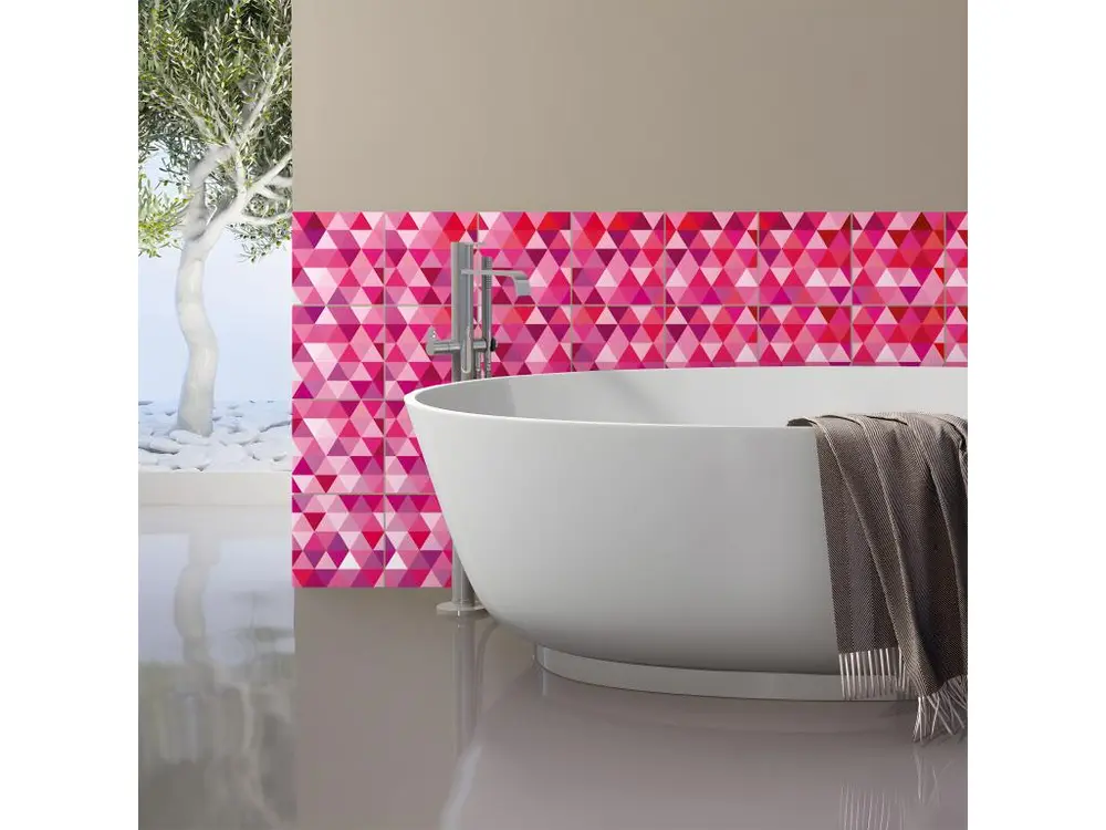 Sticker Mural Carrelage adhésif Cuisine Salle de Bain - 60 STICKERS CARREAUX DE CIMENT SCANDINAVE PINK BALTIQUE - 120x200cm