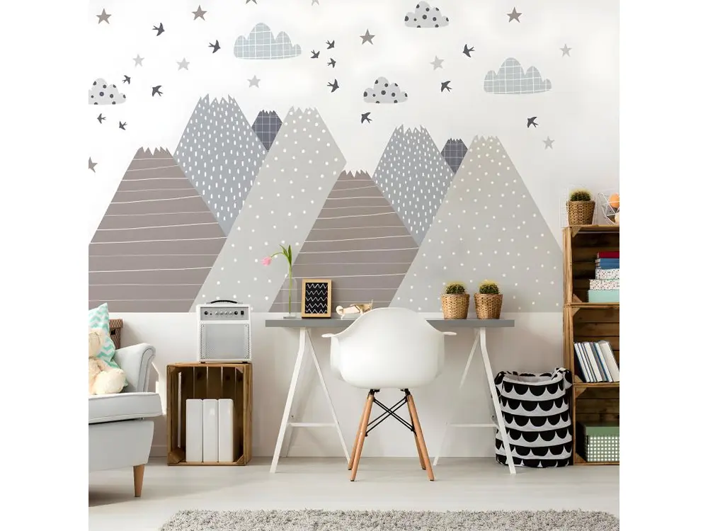 Stickers enfant montagnes scandinaves lolaka 120 x 180 cm