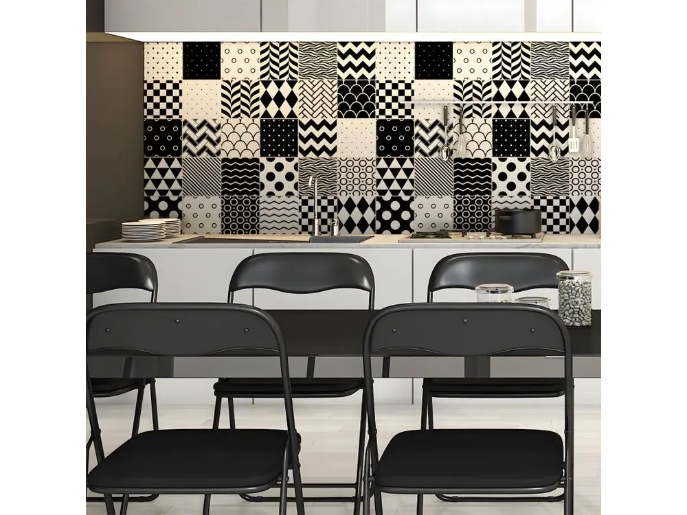 Sticker Mural Carrelage adhésif Cuisine Salle de Bain - 30 STICKERS CARREAUX DE CIMENT SCANDINAVE NORVÉGIEN - 100x120cm