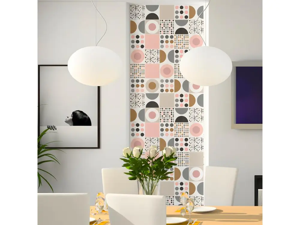 Sticker Mural Carrelage adhésif Cuisine Salle de Bain - 60 STICKERS CARREAUX DE CIMENT SCANDINAVE LUDVIK - 120x200cm