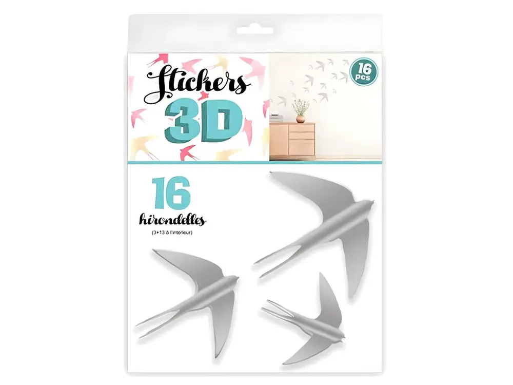 16 Adhésifs décoratifs 3D Hirondelles