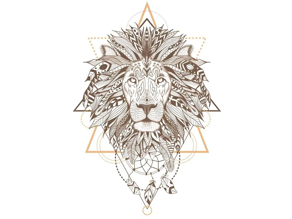 Stickers Muraux Style Indien : Lion