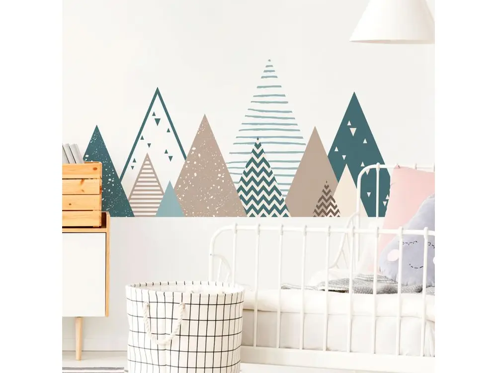 Stickers muraux enfants - Décoration chambre bébé - Autocollant Sticker mural géant enfant montagnes scandinaves IRINKA - 40x65cm