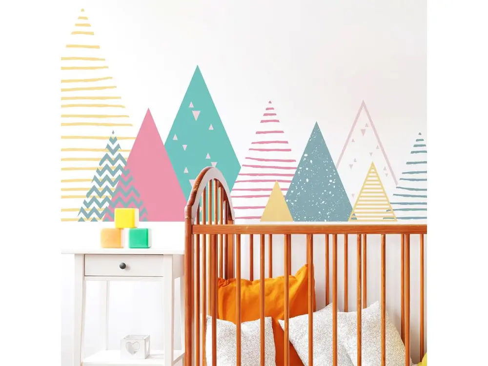 Stickers muraux enfants - Décoration chambre bébé - Autocollant Sticker mural géant enfant montagnes scandinaves LUKA - 120x200cm