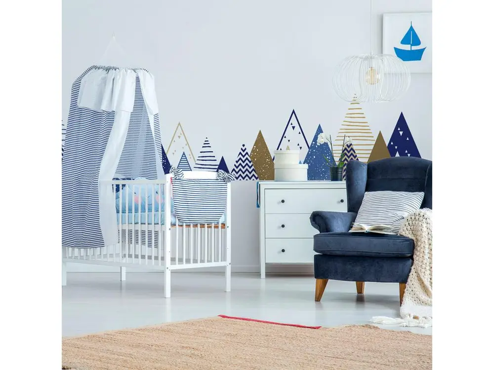 Stickers muraux enfants - Décoration chambre bébé - Autocollant Sticker mural géant enfant montagnes scandinaves RIMKA - 60x100cm