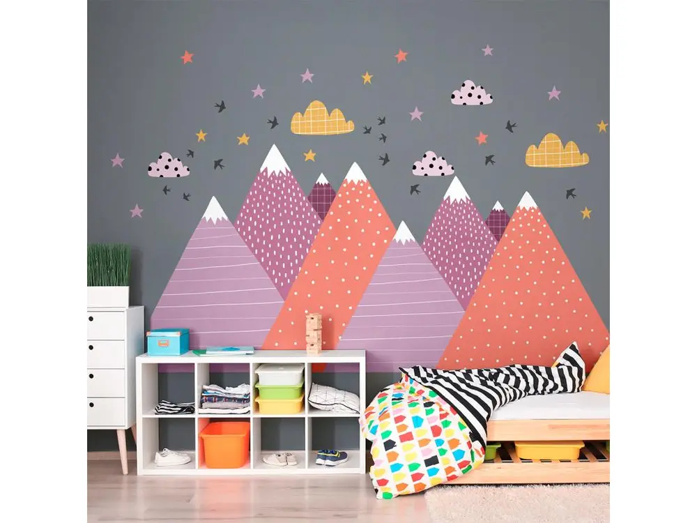 Stickers enfant montagnes scandinaves jumanka 80 x 120 cm