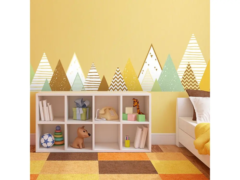 Stickers muraux enfants - Décoration chambre bébé - Autocollant Sticker mural géant enfant montagnes scandinaves MIAKA - 80x135cm