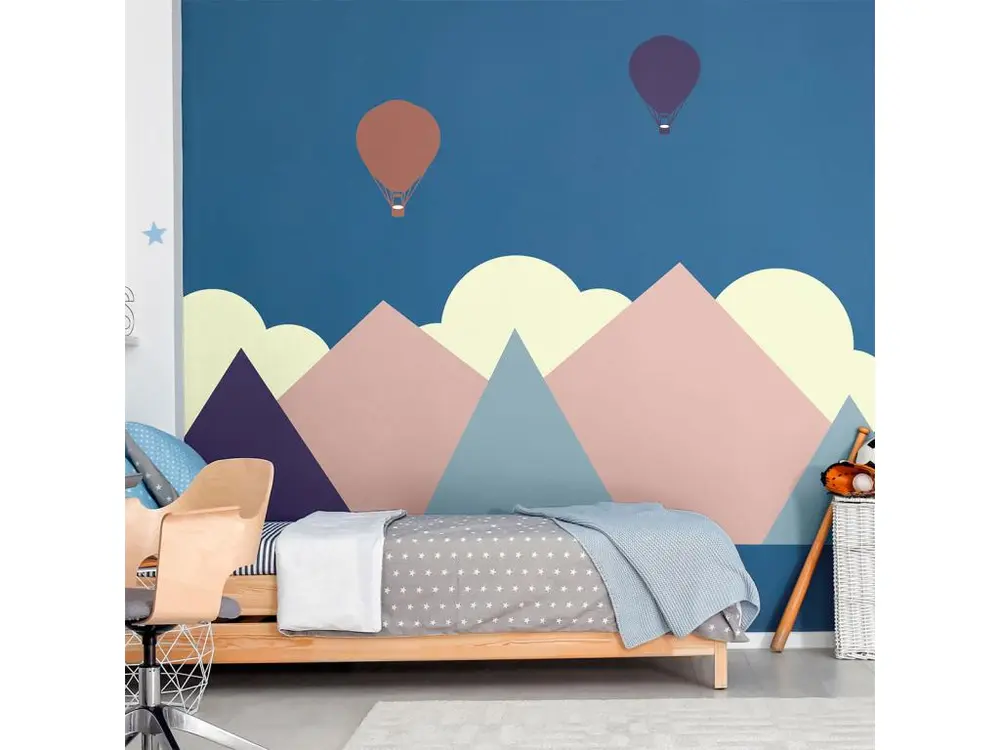 Stickers muraux enfants - Décoration chambre bébé - Autocollant Sticker mural géant enfant montagnes scandinaves NARVIK - 50x65cm