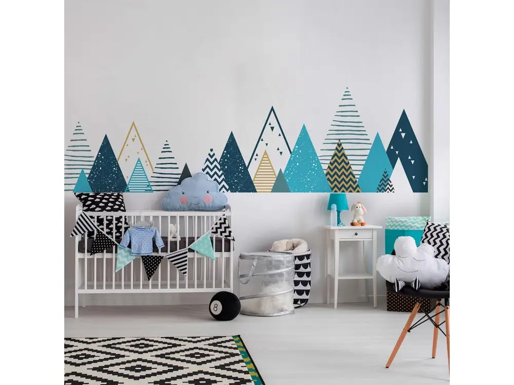 Stickers muraux enfants - Décoration chambre bébé - Autocollant Sticker mural géant enfant montagnes scandinaves TIPIKA - 50x85cm