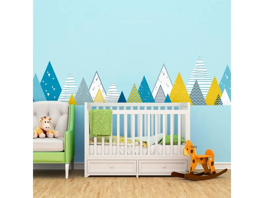 Stickers muraux enfants - Décoration chambre bébé - Autocollant Sticker mural géant enfant montagnes scandinaves BENZKA - 50x85cm