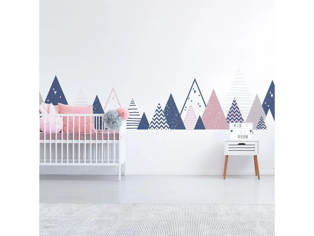 Stickers muraux enfants - Décoration chambre bébé - Autocollant Sticker mural géant enfant montagnes scandinaves ARIKA - 70X115cm