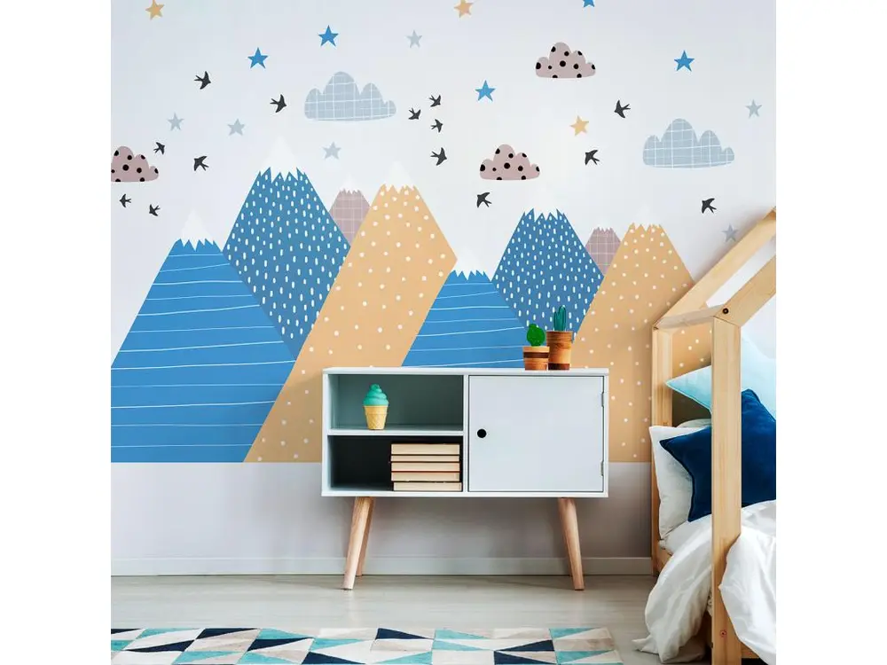 Stickers enfant montagnes scandinaves chouka 110 x 165 cm