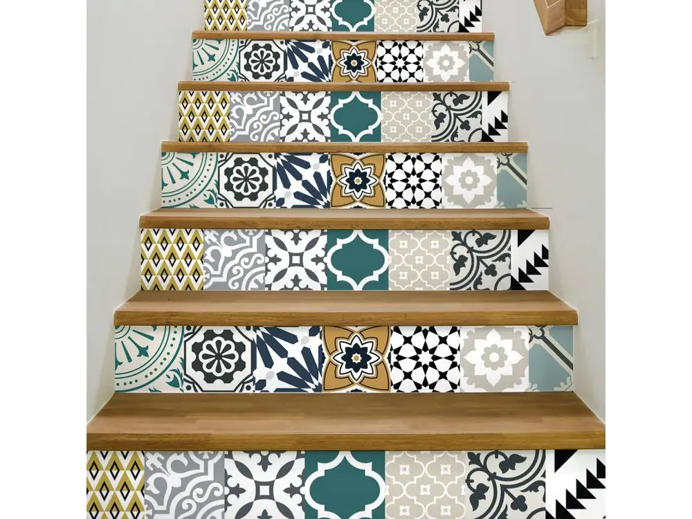 Stickers adhésifs escalier carrelages contremarche - HERMINA - 39x136.5cm