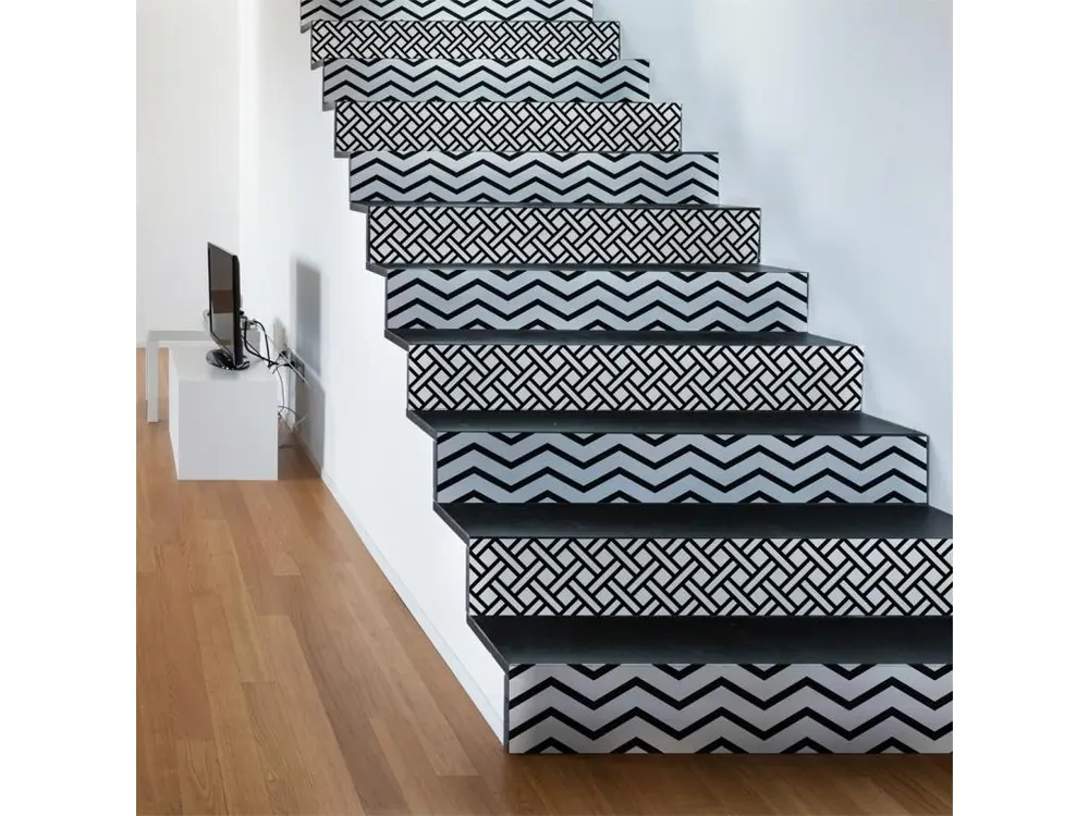 Stickers adhésifs escalier carrelages | Sticker Autocollant contremarche Carreaux de ciment carrelages adhésif - URSA - 30x105cm