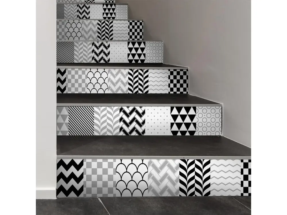 Stickers adhésifs escalier carrelages contremarche - VALDEMAR - 38x133cm