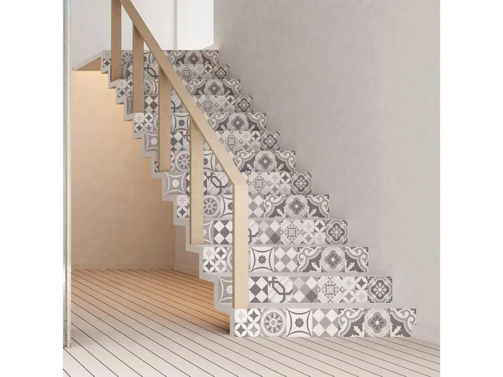 Stickers adhésifs escalier carrelages | Sticker Autocollant contremarche Carreaux de ciment carrelages adhésif - ADAMO - 30x105cm