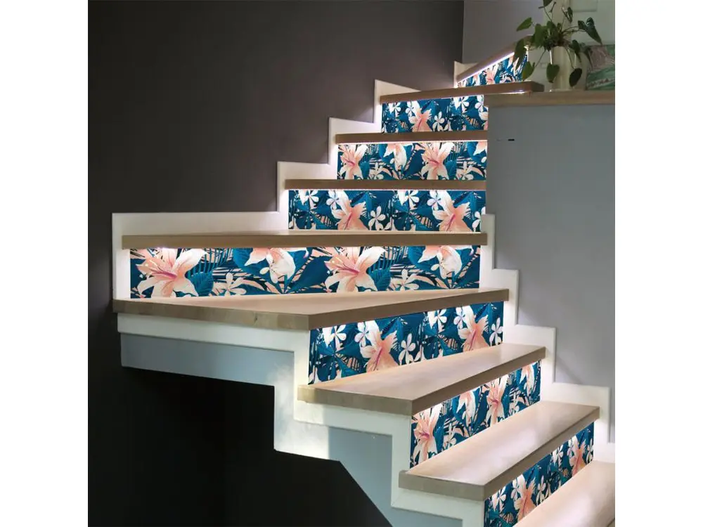 Stickers adhésifs escalier carrelages contremarche - TROPICALE TALARA - 25x87.5cm