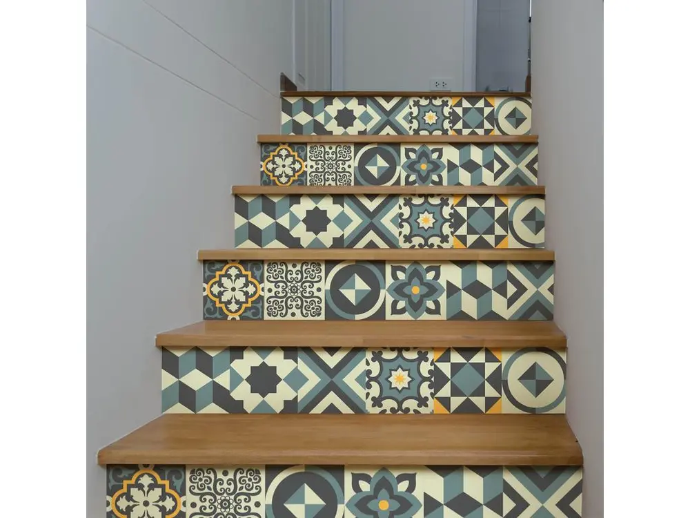 Stickers adhésifs escalier carrelages contremarche - ERINAKA - 42x147cm