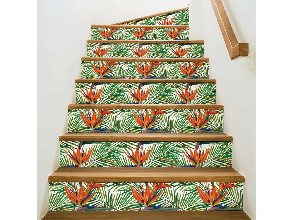 Stickers adhésifs escalier carrelages contremarche - TROPICAL ANGOL - 37x129.5cm