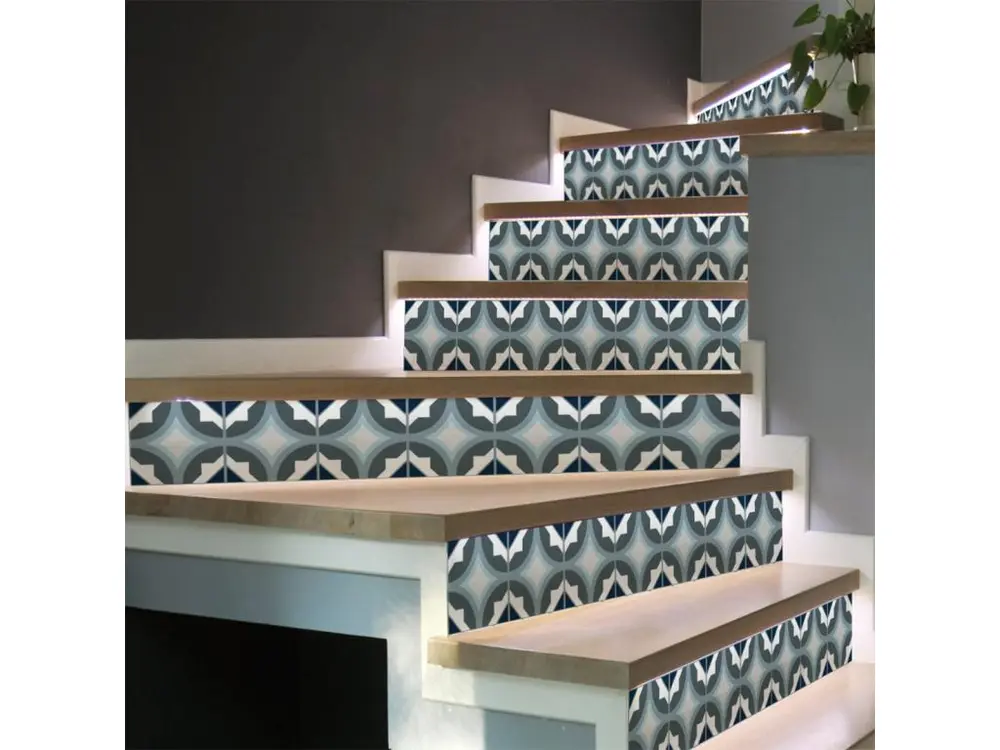 Stickers adhésifs escalier carrelages contremarche - LAURINA - 36x126cm