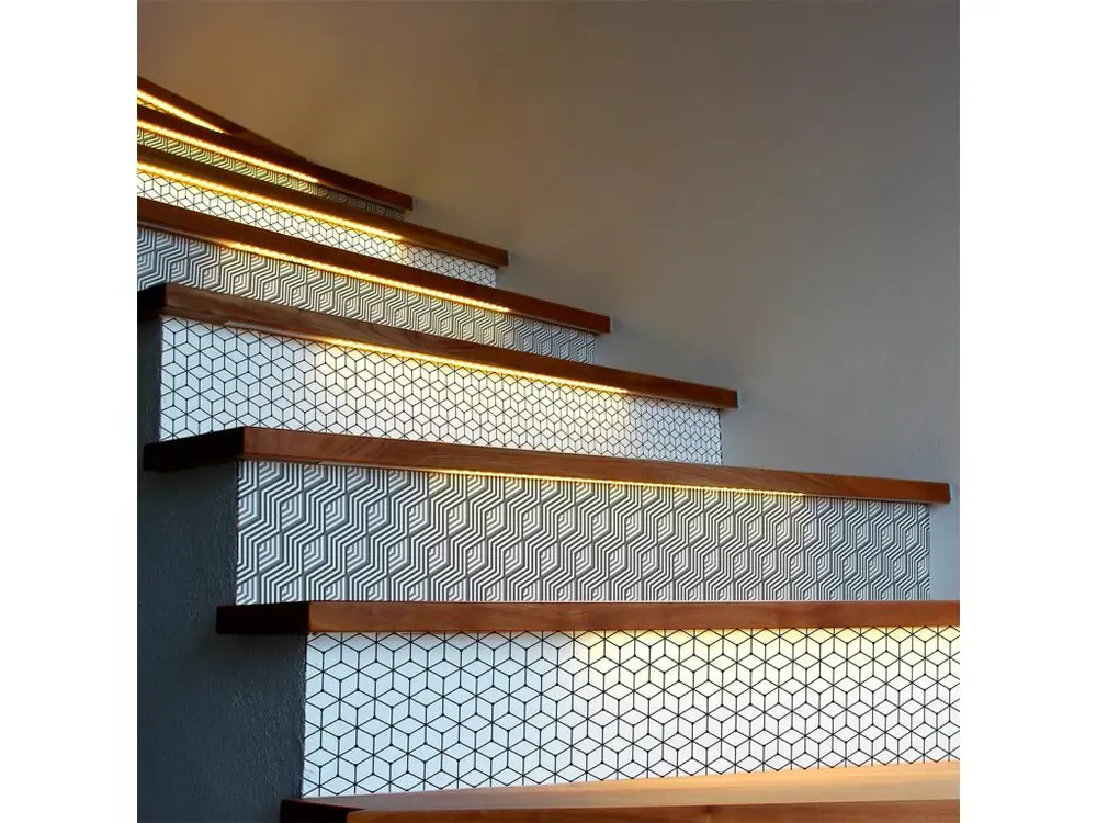 Stickers adhésifs escalier carrelages contremarche - SCANDINAVE GEOMETRIQUE - 42x147cm