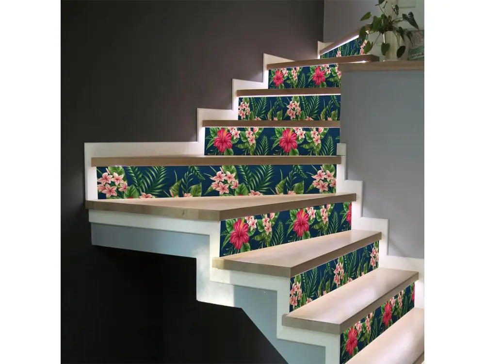 Stickers adhésifs escalier carrelages contremarche - TROPICAL SAO GONCALO - 30x105cm