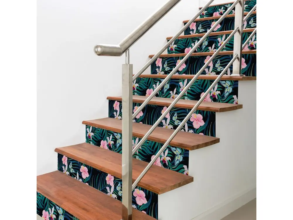 Stickers adhésifs escalier carrelages contremarche - TROPICAL ACHOCALLA - 33x115.5cm