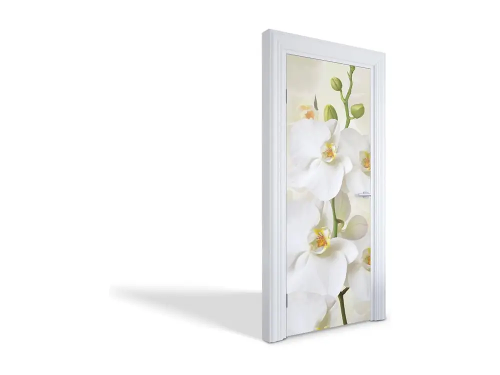 Stickers de porte autocollants - Orchidées blanches 75x205 cm