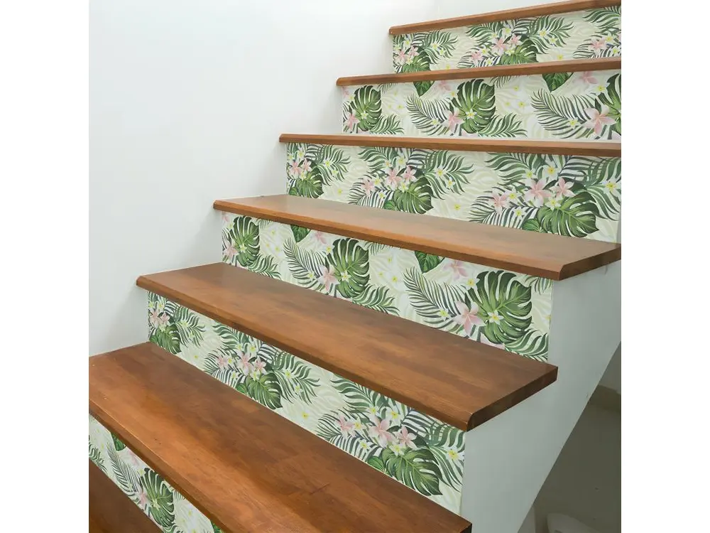 Stickers adhésifs escalier carrelages contremarche - TROPICAL BERMEJO - 29x101.5cm