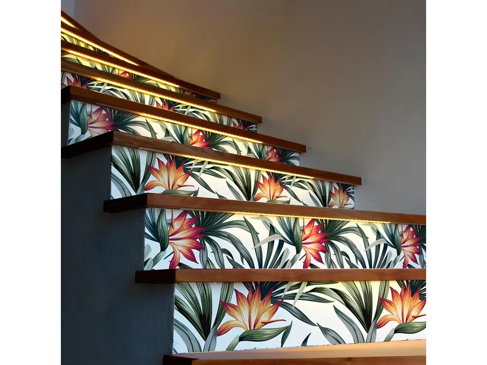 Stickers adhésifs escalier carrelages contremarche - TROPICAL NITEROI - 41x143.5cm