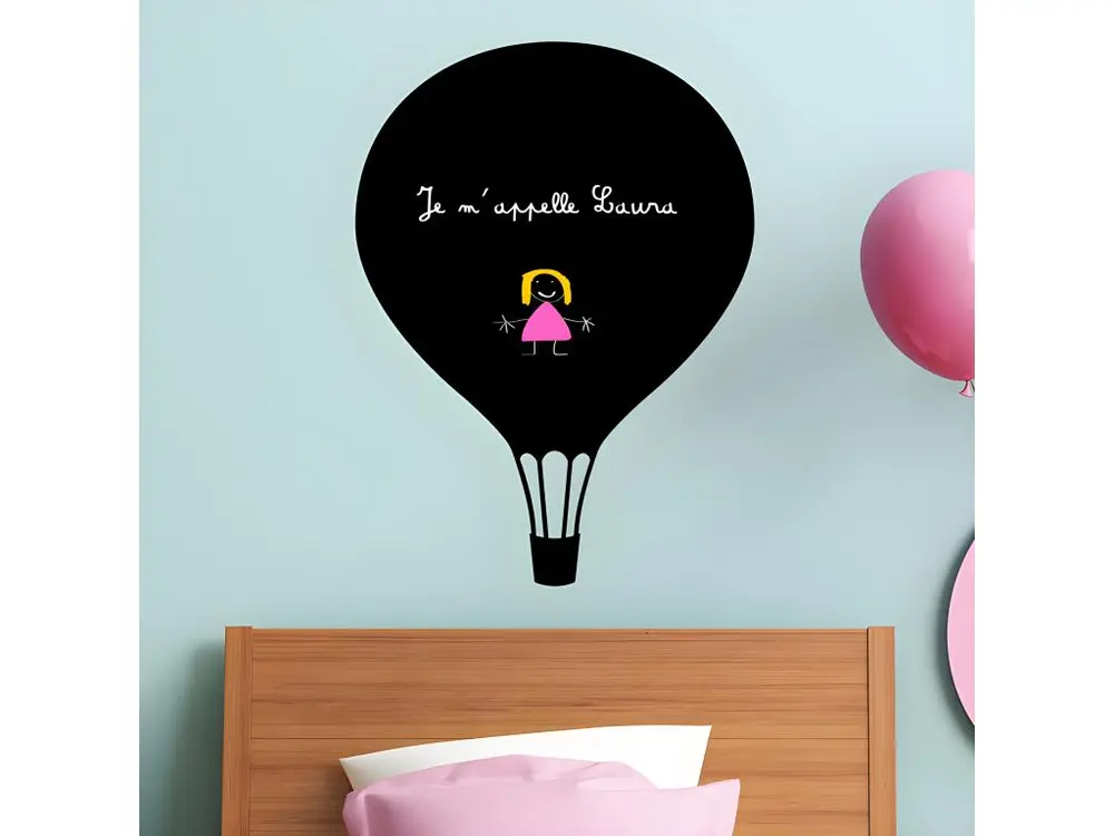 Sticker ardoise tableau noir - stickers muraux adhésif effaçable - BALLON - 95x70cm