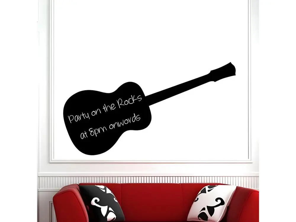 Sticker ardoise tableau noir - stickers muraux adhésif effaçable - GUITARE ACOUSTIQUE - 55X150cm