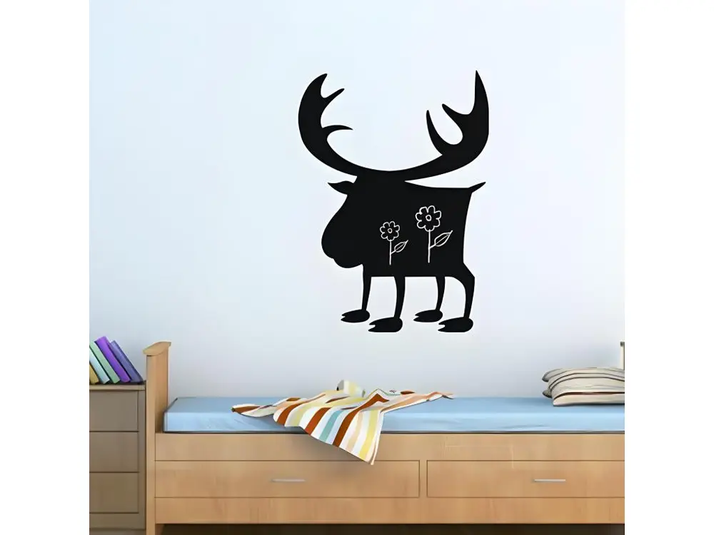 Sticker ardoise tableau noir - stickers muraux adhésif effaçable - SILHOUETTE CERF - 135x95cm