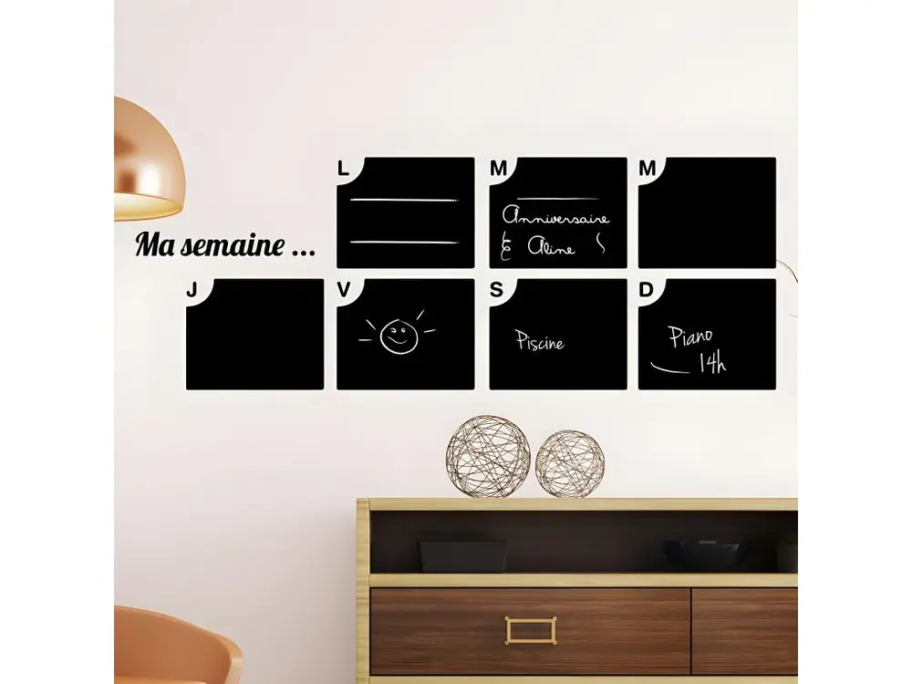 Sticker ardoise tableau noir - stickers muraux adhésif effaçable - MA SEMAINE ... - 95x55cm