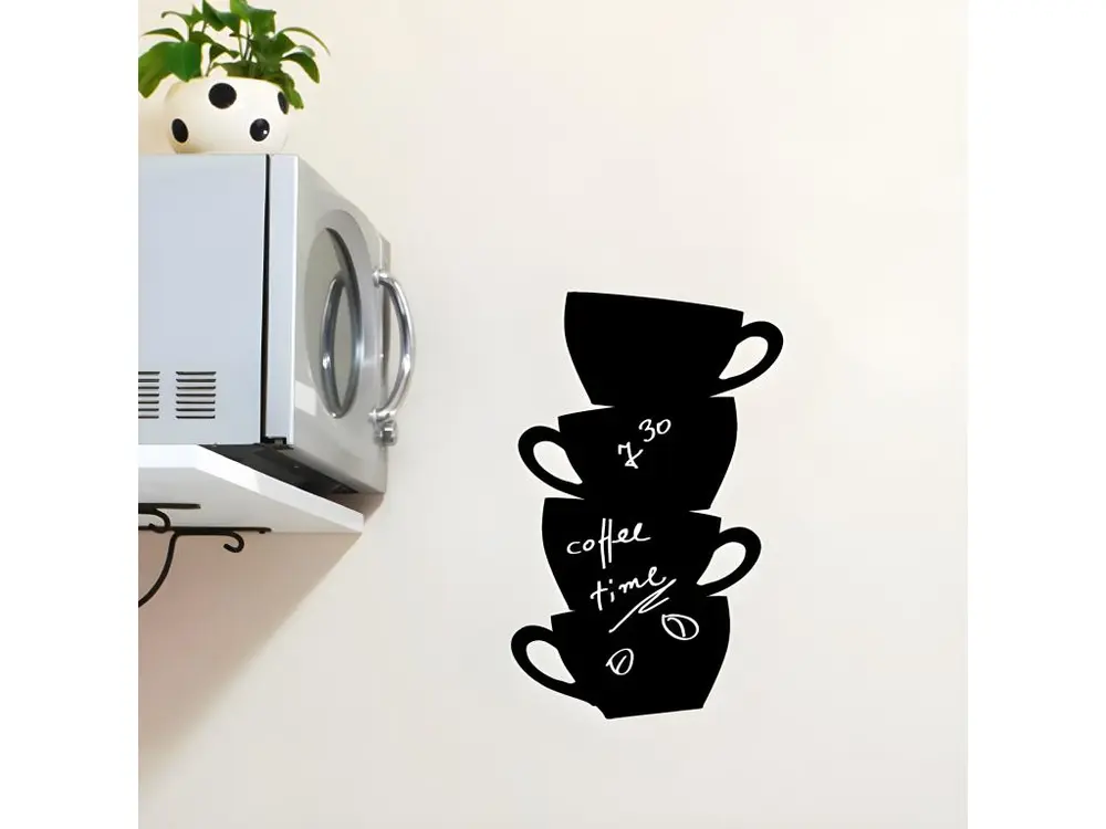 Sticker ardoise tableau noir - stickers muraux adhésif effaçable - TOUR DE TASSES - 35x55cm