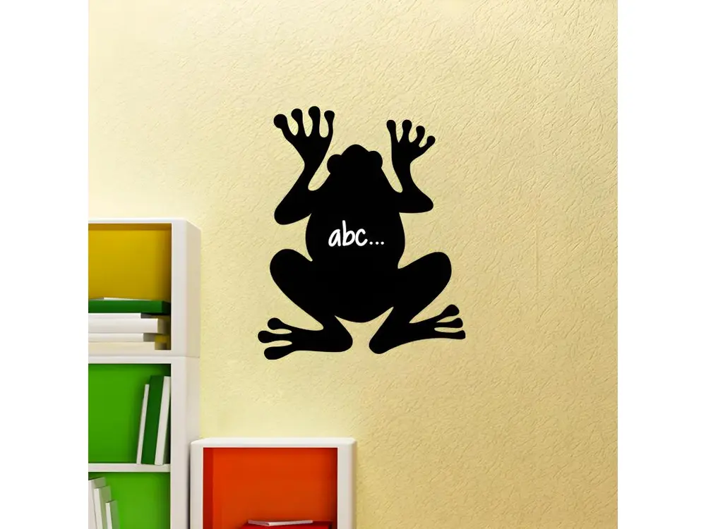 Sticker ardoise tableau noir - stickers muraux adhésif effaçable - SILHOUETTE GRENOUILLE - 35x30cm